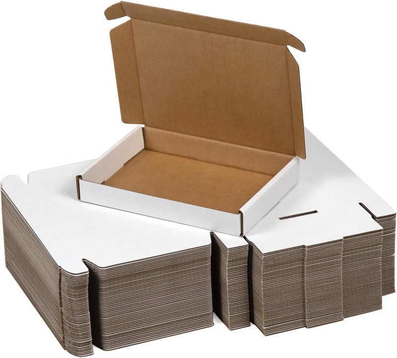 SUNLPH 50 Pack 7x5x1 Inches Small Shipping Boxes, White Corrugated Cardboard Boxes, Moving Mailing Packing Box - Image 1